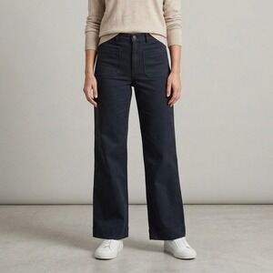 Faherty Stretch Terry Patch Pocket Pant High Rise Wide Leg Washed Black Size 28
